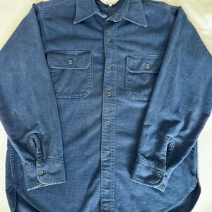 VTG  Woolrich Mens L Button Down Shirt Blue Unisex Thick 80’s Woolblend Outdoor